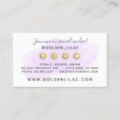 Paarse Waterverf en Gold Social Media Network Visitekaartje (Achterkant)