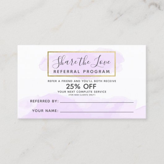 Paarse Waterverf- en Gold-verwijzingsprogramma QR- Visitekaartje (Voorkant)