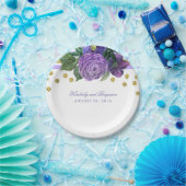 Paarse Waterverf en gouden Confetti Papieren Bordje (Feest)