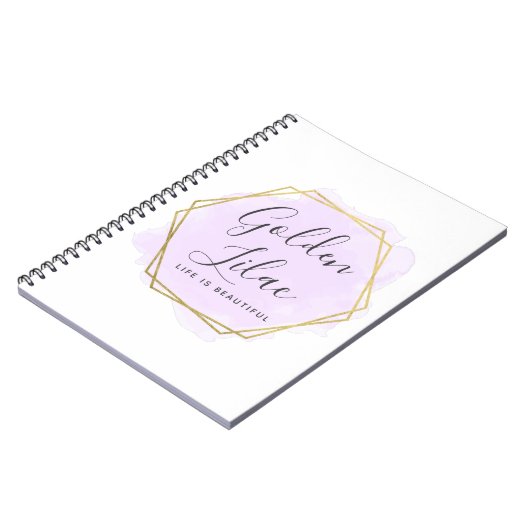 Paarse Waterverf en moderne goudgeometrische weerg Notitieboek (Linkerzijde)