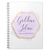 Paarse Waterverf en moderne goudgeometrische weerg Notitieboek (Voorkant)