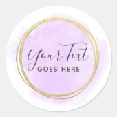 Paarse Waterverf en moderne goudgeometrische weerg Ronde Sticker (Voorkant)