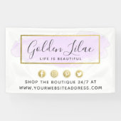 Paarse Waterverf en moderne goudgeometrische weerg Spandoek (Horizontaal)