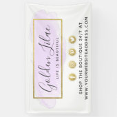 Paarse Waterverf en moderne goudgeometrische weerg Spandoek (Verticaal)