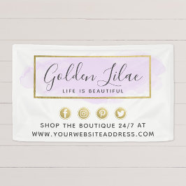 Paarse Waterverf en moderne goudgeometrische weerg Spandoek