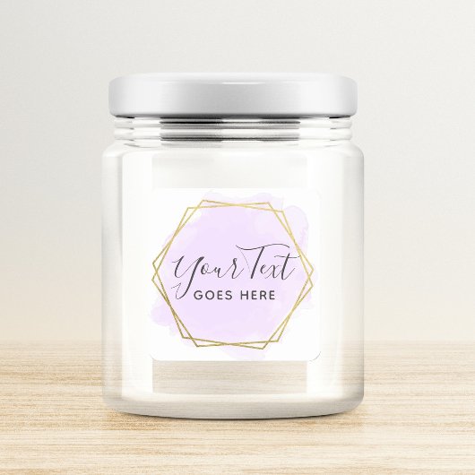 Paarse Waterverf en moderne goudgeometrische weerg Vierkante Sticker