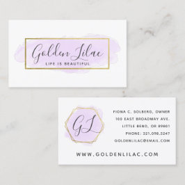 Paarse Waterverf en moderne goudgeometrische weerg Visitekaartje