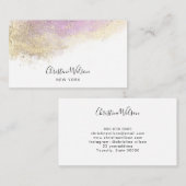 paarse waterverf en nepgoudstof visitekaartje (Voorkant / Achterkant)