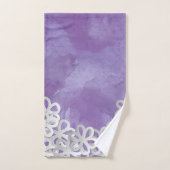 Paarse Waterverf en witte bloemen Bad Handdoek (Handdoek)
