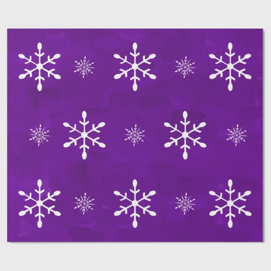 Paarse Waterverf en witte sneeuwvlokken | Kerstmis Cadeaupapier (Vlak)