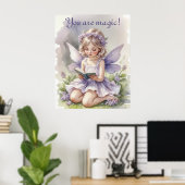 Paarse Waterverf Fairy Je bent magisch! citaat Poster (Thuiskantoor)