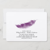 Paarse Waterverf Feather Wedding Invitation Kaart (Voorkant)