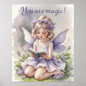 Paarse Waterverf Fee Je Bent Magisch! Citaat Poster (Voorkant)