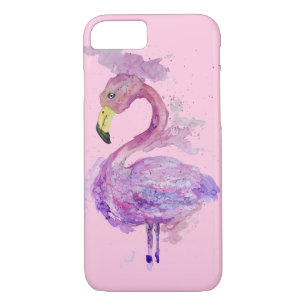 Paarse Waterverf Flamingo iPhone 8/7 Hoesje