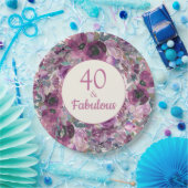 Paarse Waterverf Floral 40 Fabulous Papieren Bordje (Feest)