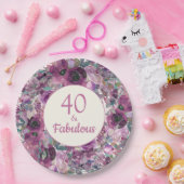 Paarse Waterverf Floral 40 Fabulous Papieren Bordje (Feest)