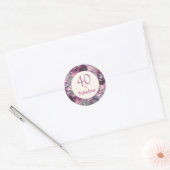 Paarse Waterverf Floral 40 Fabulous Ronde Sticker (Envelop)
