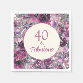  Paarse Waterverf Floral 40 Fabulous Servet
