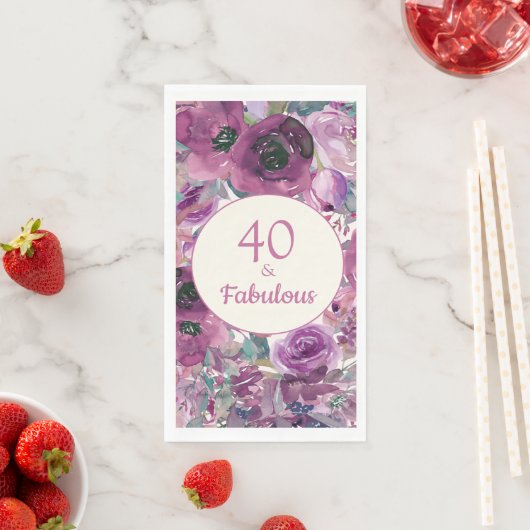 Paarse Waterverf Floral 40 Fabulous Servet (Insitu)