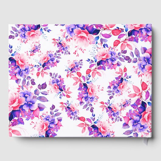 Paarse Waterverf Floral 80e Verjaardag Gastenboek (Achterkant)