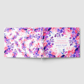 Paarse Waterverf Floral 90th Birthday Gastenboek (Volledig)