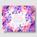 Paarse Waterverf Floral 90th Birthday Gastenboek<br><div class="desc">Vier in stijl met ons heldere en gedurfde 90th Birthday Party gastenboek,  met ons prachtige waterverf bloemontwerp in het Paarse. Bestel nu en maak van je negentigste verjaardag een onvergetelijke!</div>