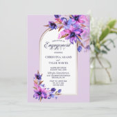 Paarse Waterverf Floral Arch Engagement Party Kaart (Staand voorkant)