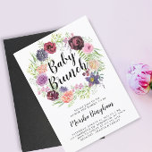 Paarse Waterverf Floral Baby Brunch Kaart