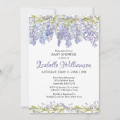Paarse Waterverf Floral Baby Shower Invitaties Kaart (Voorkant)