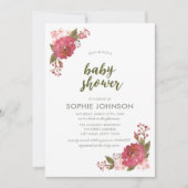Paarse Waterverf Floral Baby shower Kaart (Voorkant)