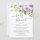 Paarse Waterverf Floral Baby shower Kaart (Voorkant)