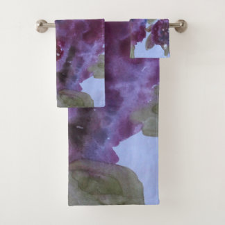 Paarse Waterverf Floral Bad Handdoek