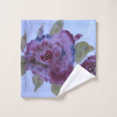 Paarse Waterverf Floral Bad Handdoek (Wasdoekje)