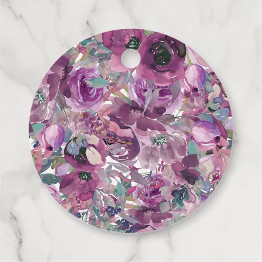 Paarse Waterverf Floral Birthday Hartelijk dank Bedankjes Labels (Achterkant)