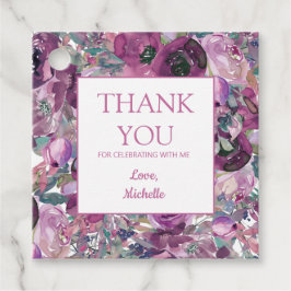  Paarse Waterverf Floral Birthday Hartelijk dank Bedankjes Labels