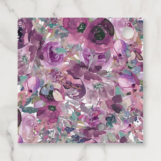  Paarse Waterverf Floral Birthday Hartelijk dank Bedankjes Labels (Achterkant)