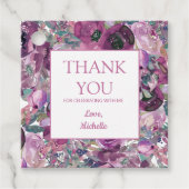  Paarse Waterverf Floral Birthday Hartelijk dank Bedankjes Labels (Voorkant)