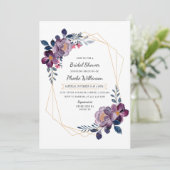 Paarse Waterverf Floral Blush Vrijgezellenfeest Kaart (Staand voorkant)