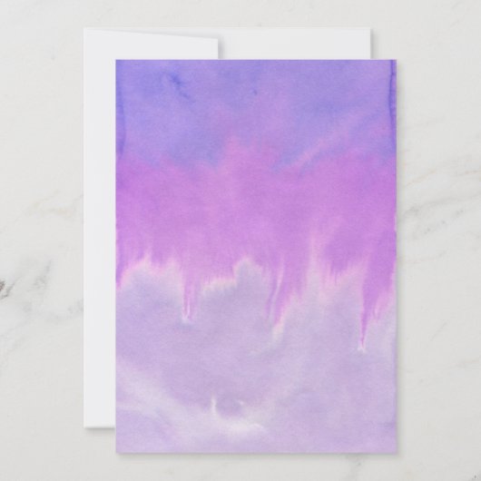 Paarse waterverf Floral Boho huwelijksuitnodiginge Kaart (Achterkant)