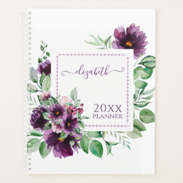 Paarse Waterverf Floral botanisch | Gepersonalisee Planner
