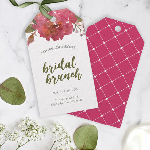 Paarse Waterverf Floral Bridal Brunch Favor Tag Cadeaulabel