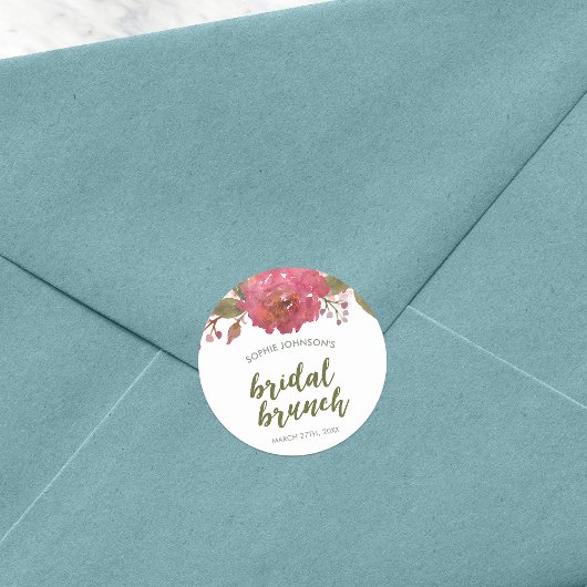 Paarse Waterverf Floral Bridal Brunch Ronde Sticker