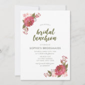 Paarse Waterverf Floral Bridal Luncheon Kaart (Voorkant)