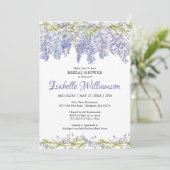 Paarse Waterverf Floral Bridal Shower Invitations Kaart (Staand voorkant)