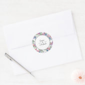 Paarse Waterverf Floral Couple's Names White Ronde Sticker (Envelop)