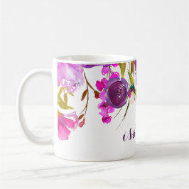 Paarse Waterverf Floral Cup/ Koffiemok