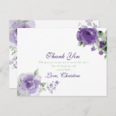 Paarse Waterverf Floral, dank u kaarten (Voorkant / Achterkant)