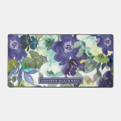 Paarse Waterverf Floral Desk Mat en aangepaste naa (Voorkant)