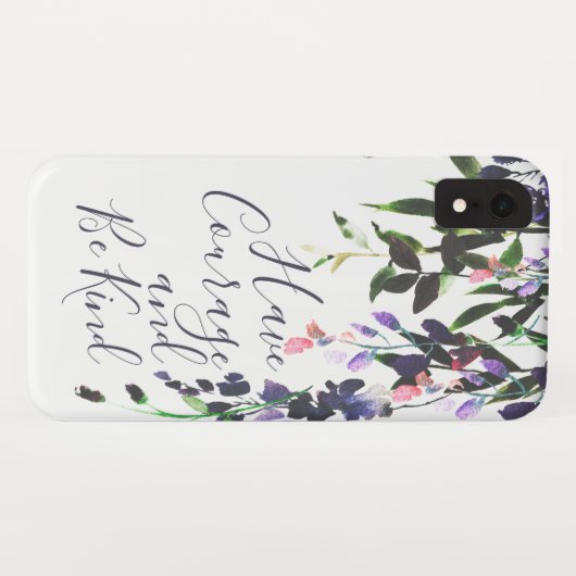 Paarse Waterverf  Floral Drop Quote Case-Mate iPhone Case (Achterkant (horizontaal))