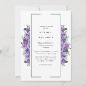 Paarse Waterverf Floral Elegant Wedding Kaart (Voorkant)